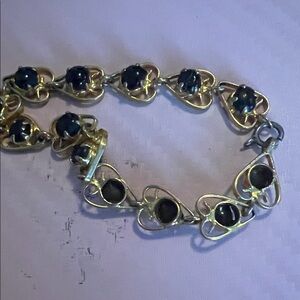 Elegant Gold and Blue Gemstone Bracelet